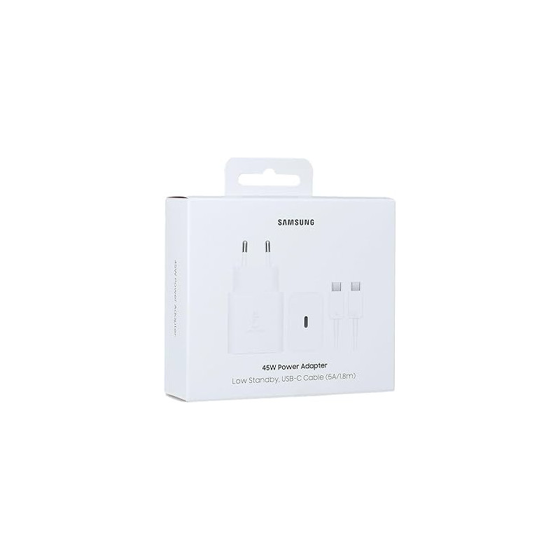 Samsung Charger 220V 5A 45W USB-C 1.8 Meter Cable White T4511XW Blister